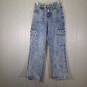 Vanilla Star Acid Wash Y2k Cargo Jeans Size 7